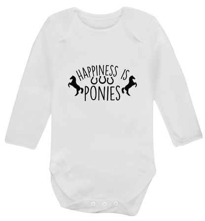 Happiness is ponies baby vest long sleeved white 6-12 months