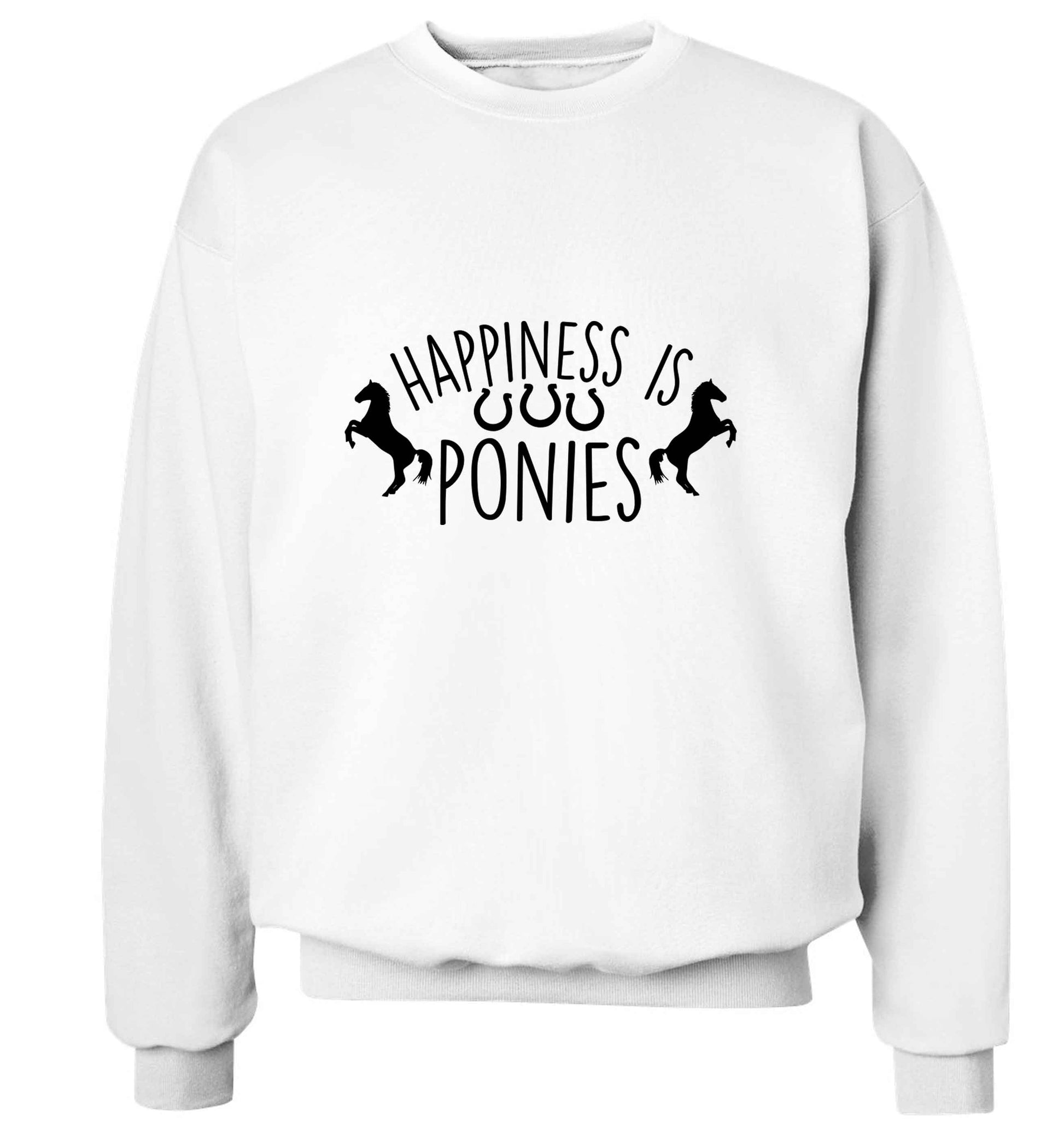 Happiness is ponies adult's unisex white sweater 2XL