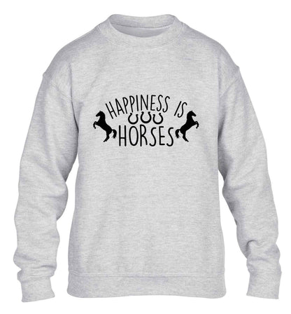 Happiness is horses children's grey sweater 12-13 Years