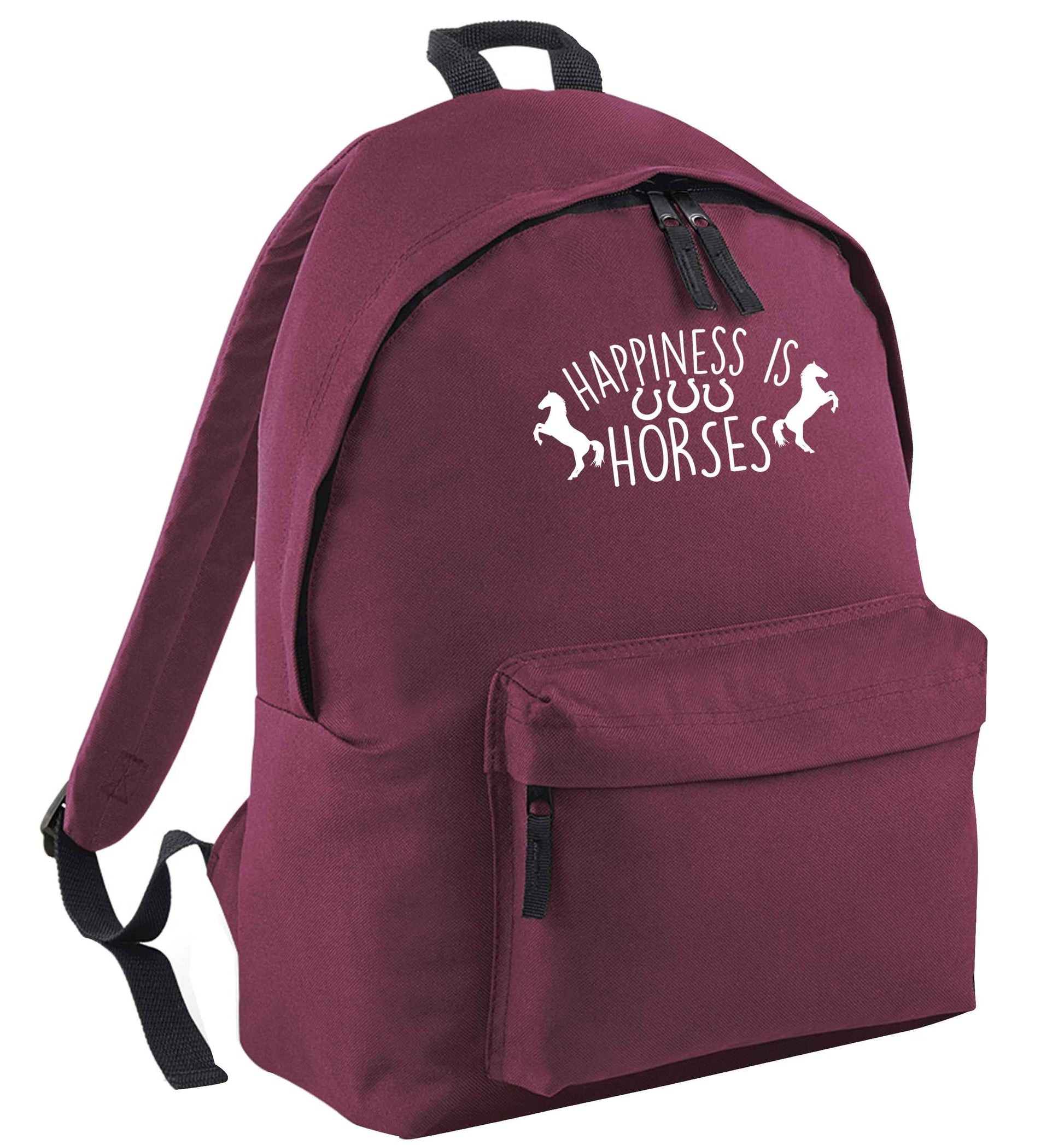 Happiness is horses black adults backpack