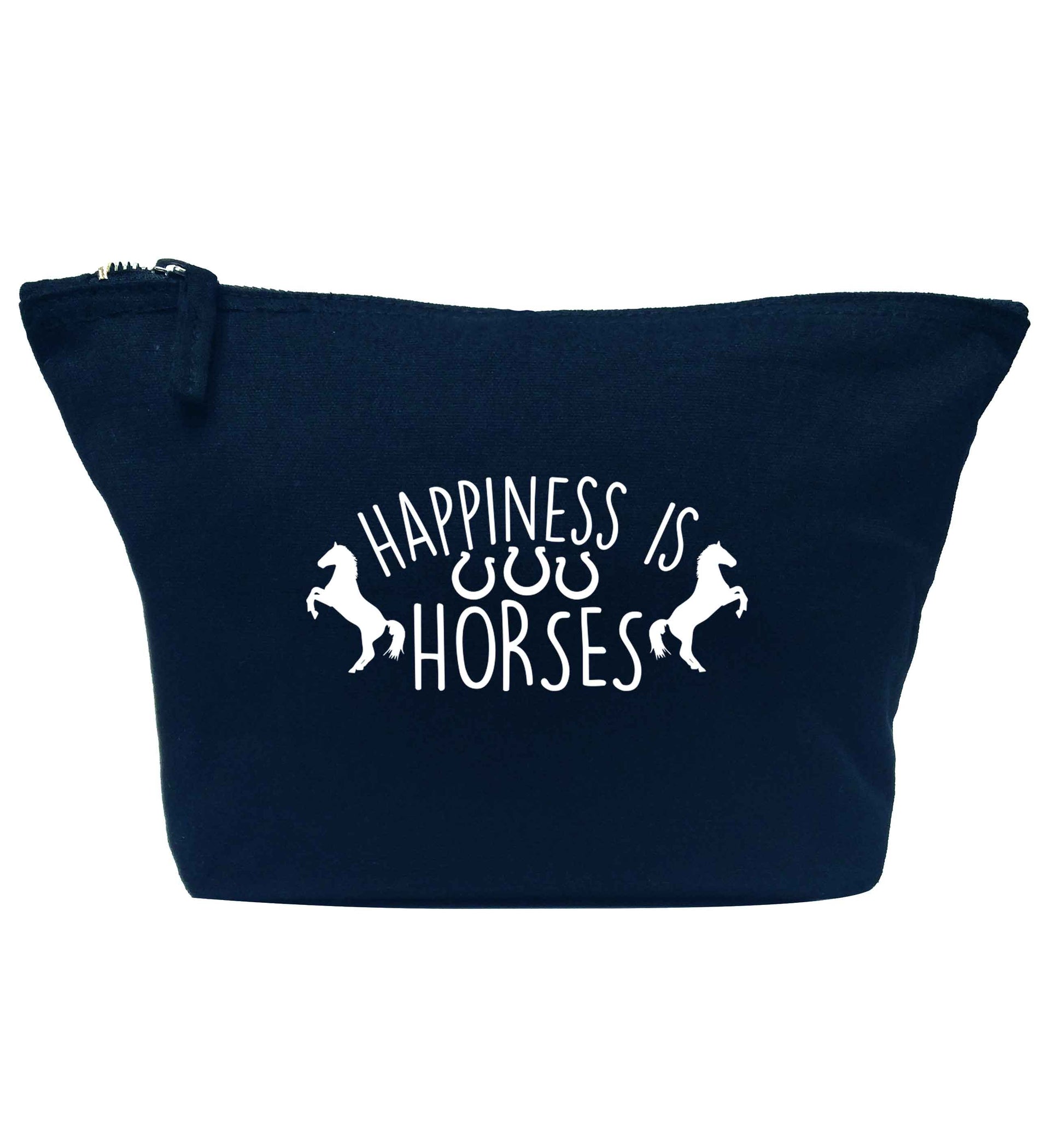 Happiness is horses navy makeup bag