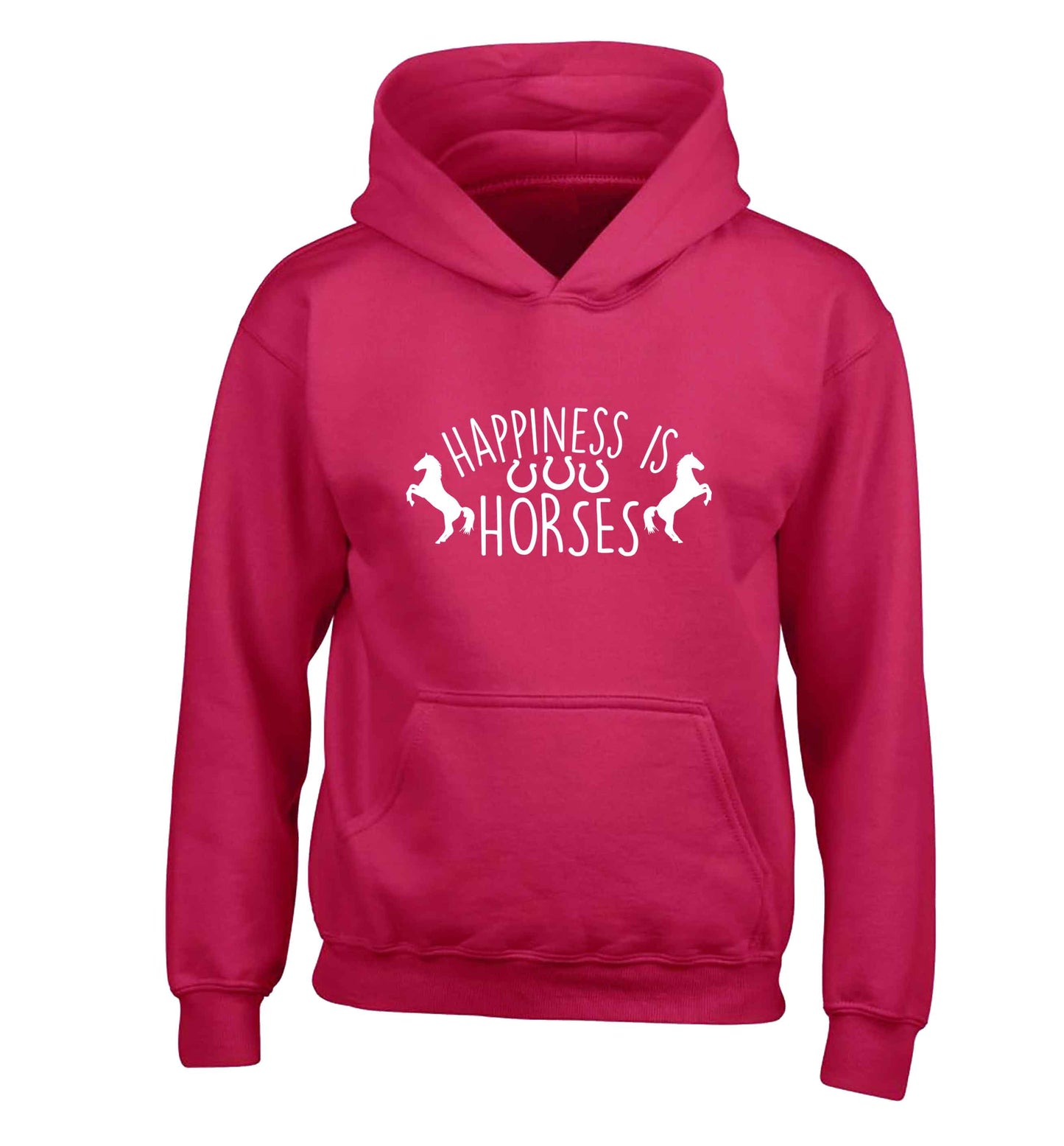 Happiness is horses children's pink hoodie 12-13 Years