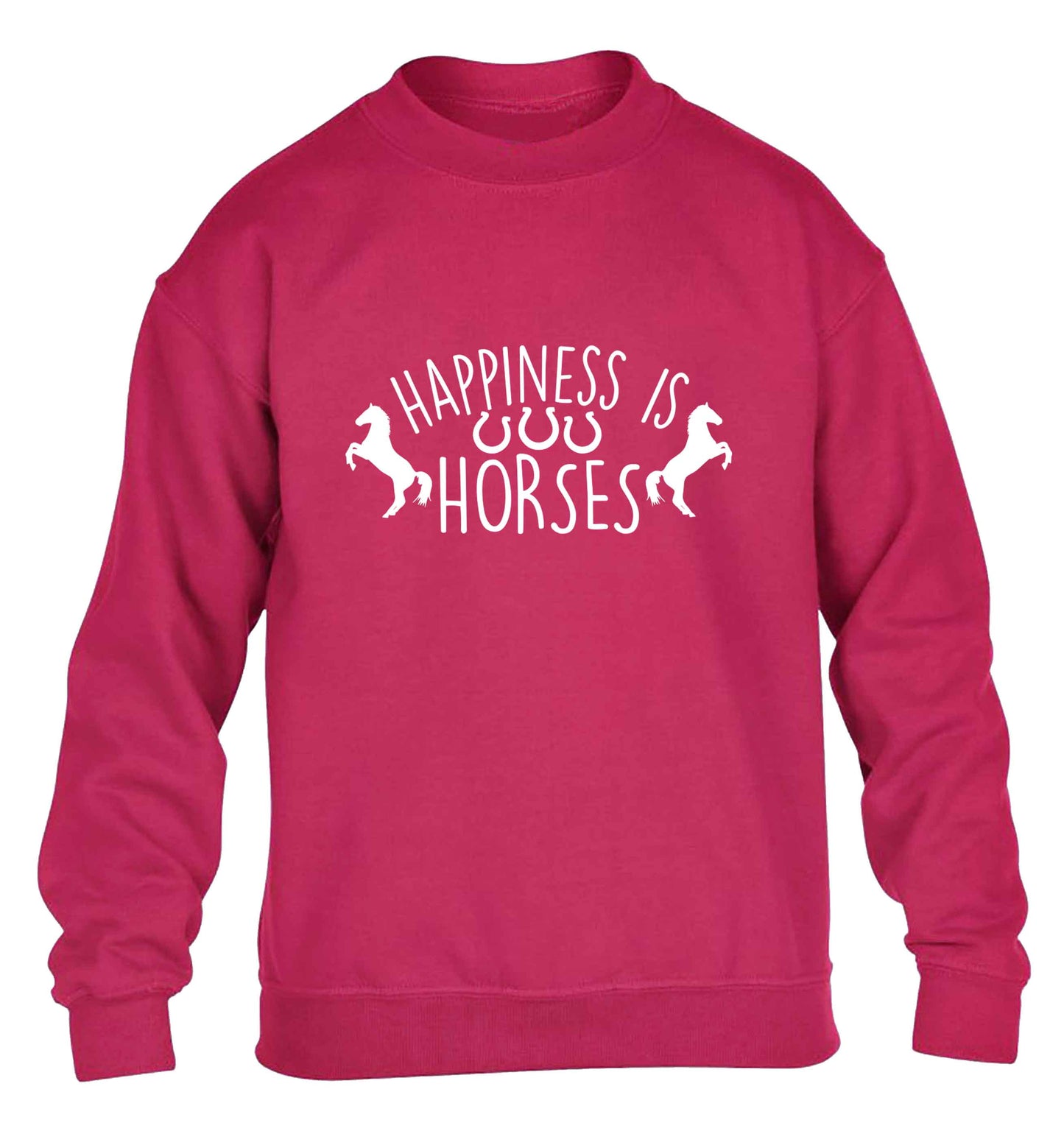 Happiness is horses children's pink sweater 12-13 Years