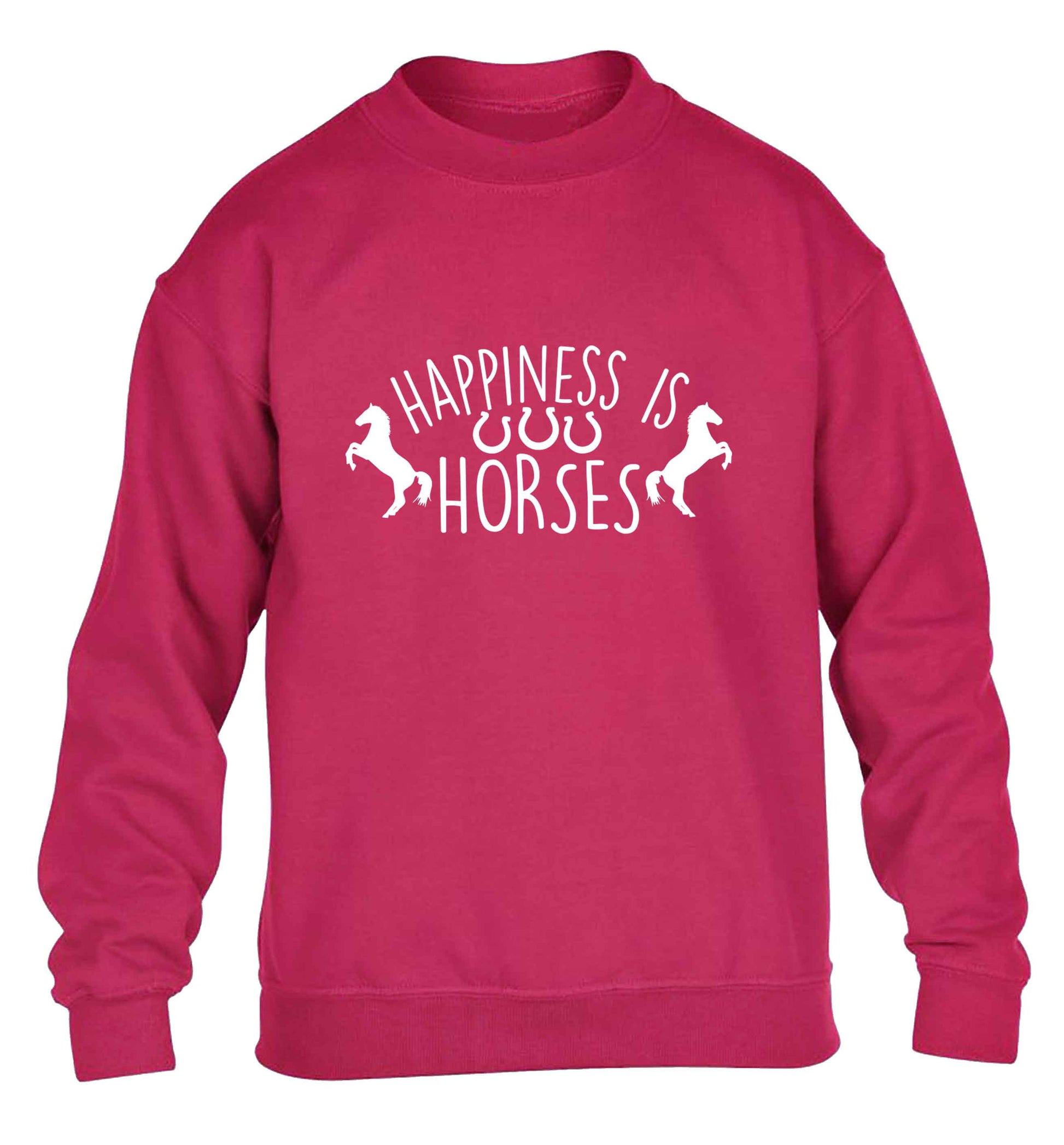 Happiness is horses children's pink sweater 12-13 Years