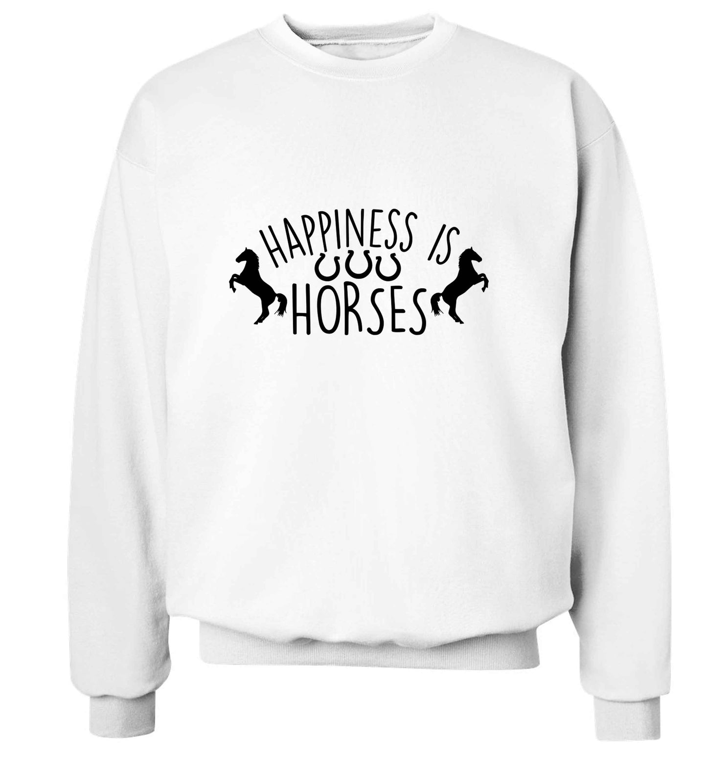 Happiness is horses adult's unisex white sweater 2XL