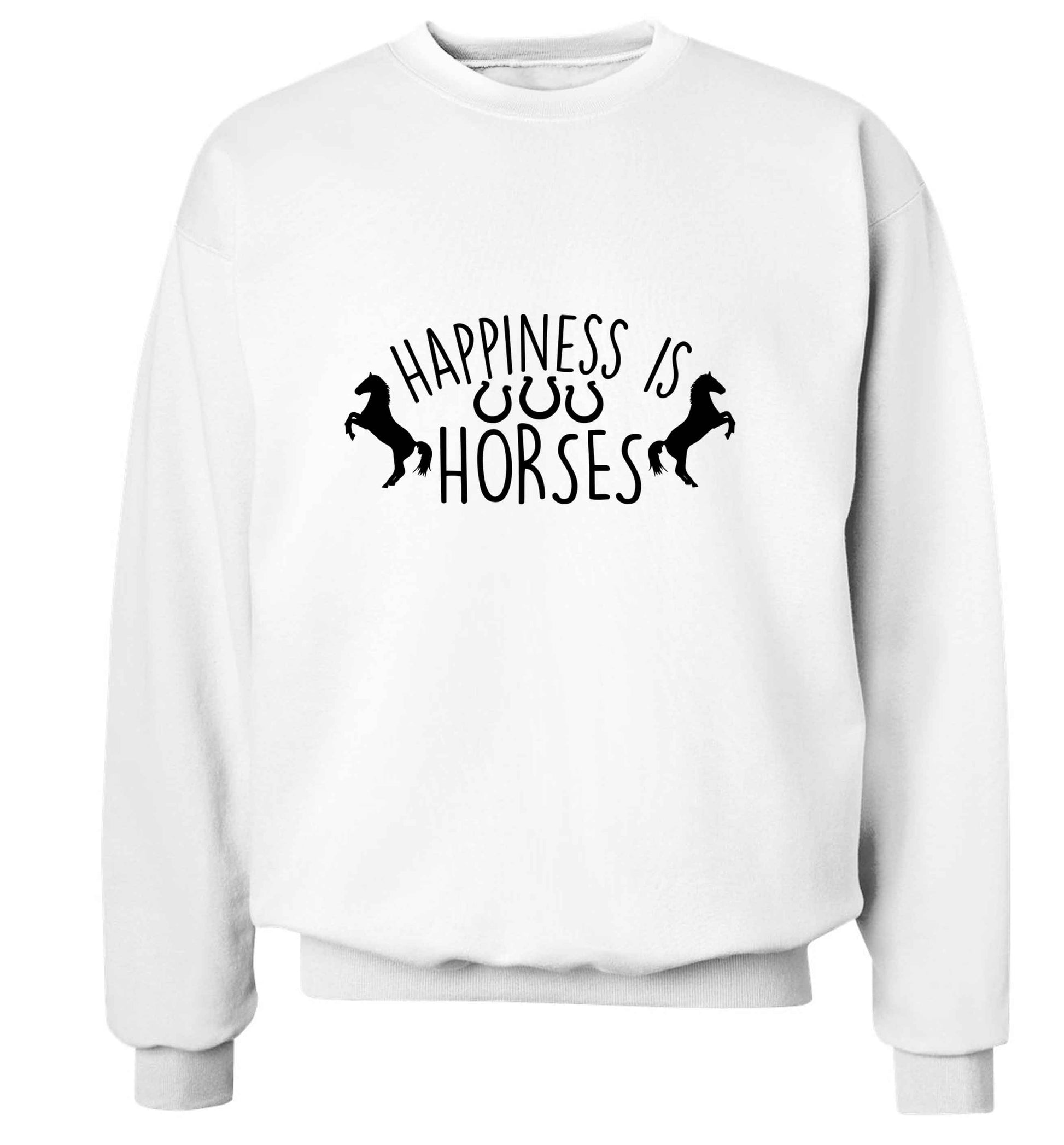 Happiness is horses adult's unisex white sweater 2XL