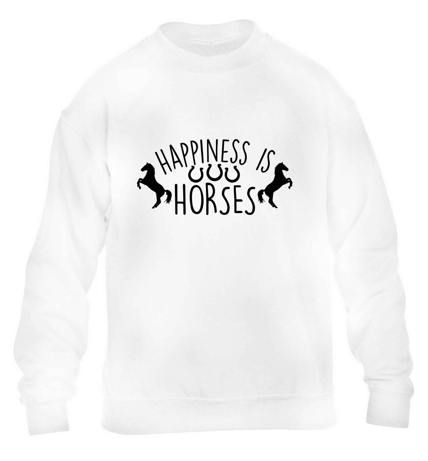 Happiness is horses children's white sweater 12-13 Years