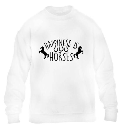 Happiness is horses children's white sweater 12-13 Years