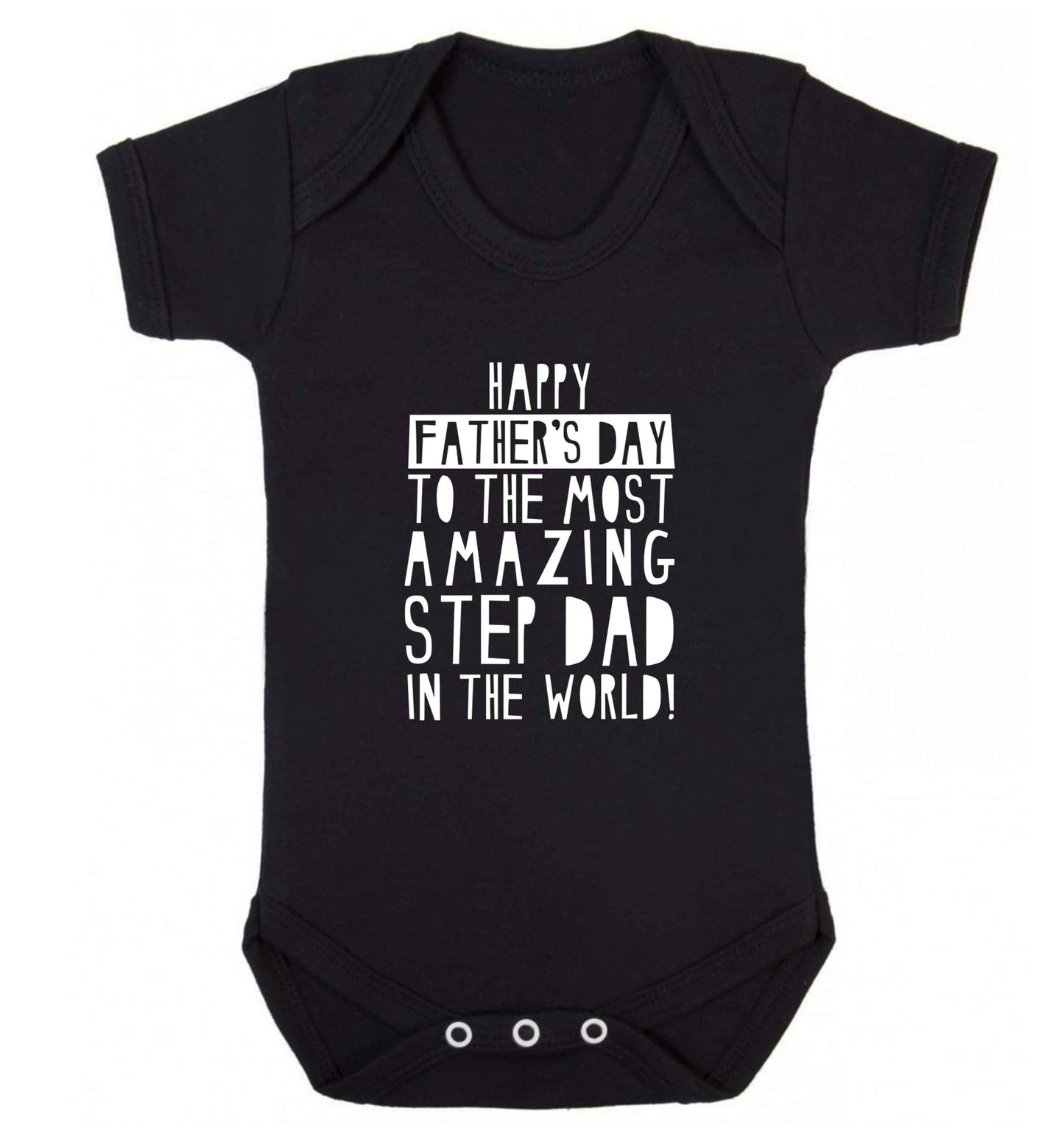 Happy Father's day to the best step dad in the world baby vest black 18-24 months