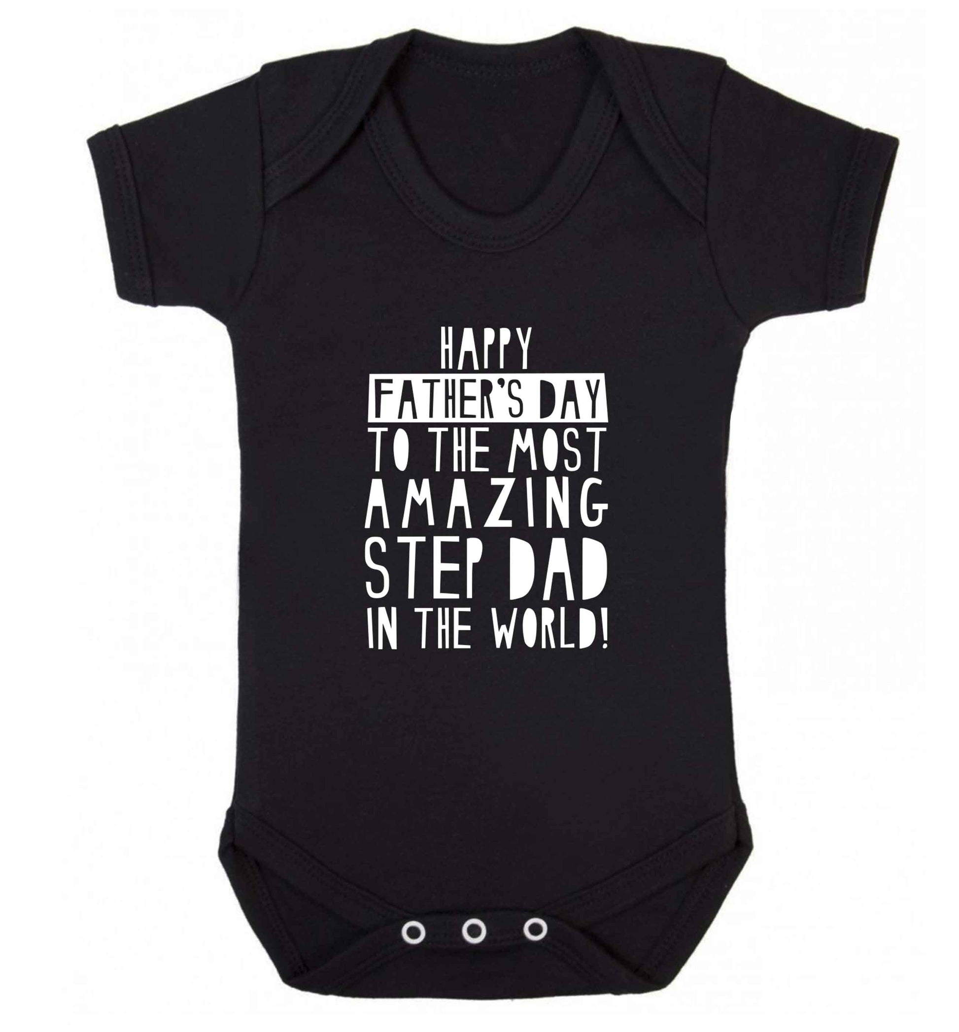 Happy Father's day to the best step dad in the world baby vest black 18-24 months