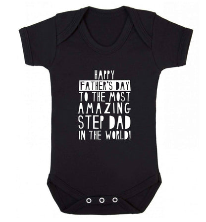 Happy Father's day to the best step dad in the world baby vest black 18-24 months