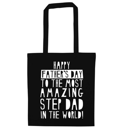 Happy Father's day to the best step dad in the world black tote bag