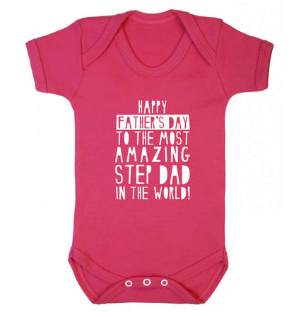 Happy Father's day to the best step dad in the world baby vest dark pink 18-24 months