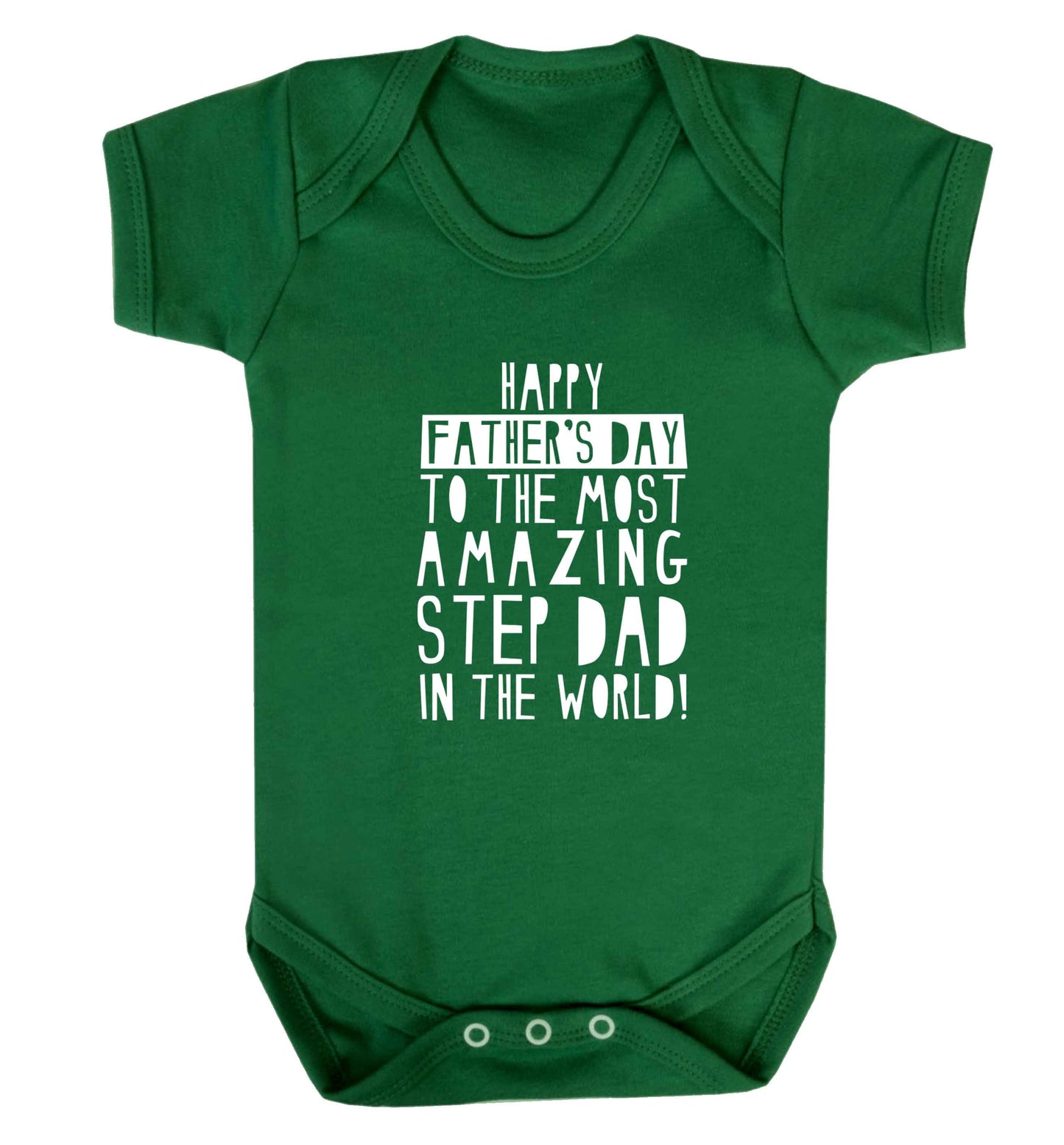 Happy Father's day to the best step dad in the world baby vest green 18-24 months