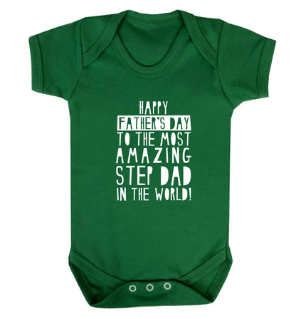 Happy Father's day to the best step dad in the world baby vest green 18-24 months