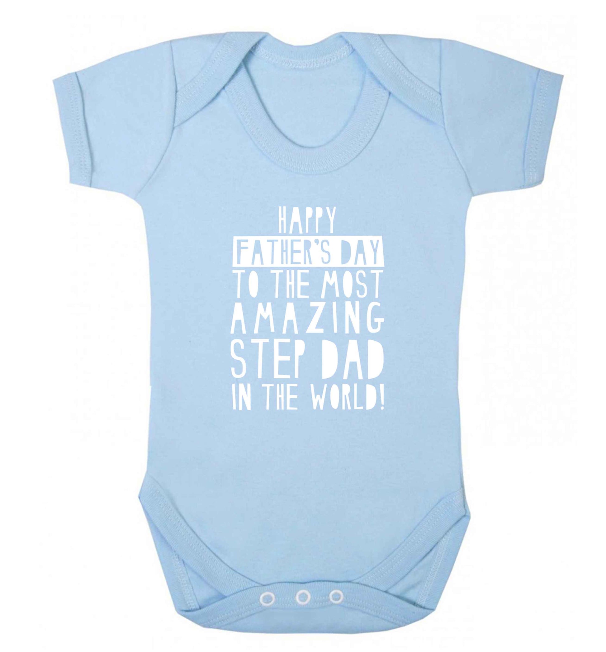 Happy Father's day to the best step dad in the world baby vest pale blue 18-24 months