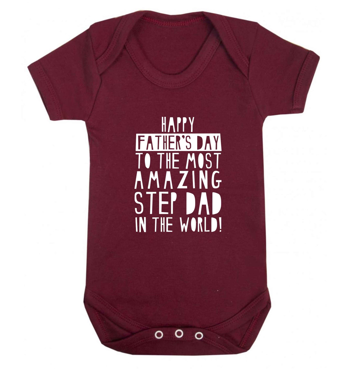Happy Father's day to the best step dad in the world baby vest maroon 18-24 months