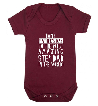 Happy Father's day to the best step dad in the world baby vest maroon 18-24 months
