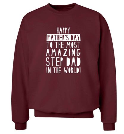 Happy Father's day to the best step dad in the world adult's unisex maroon sweater 2XL