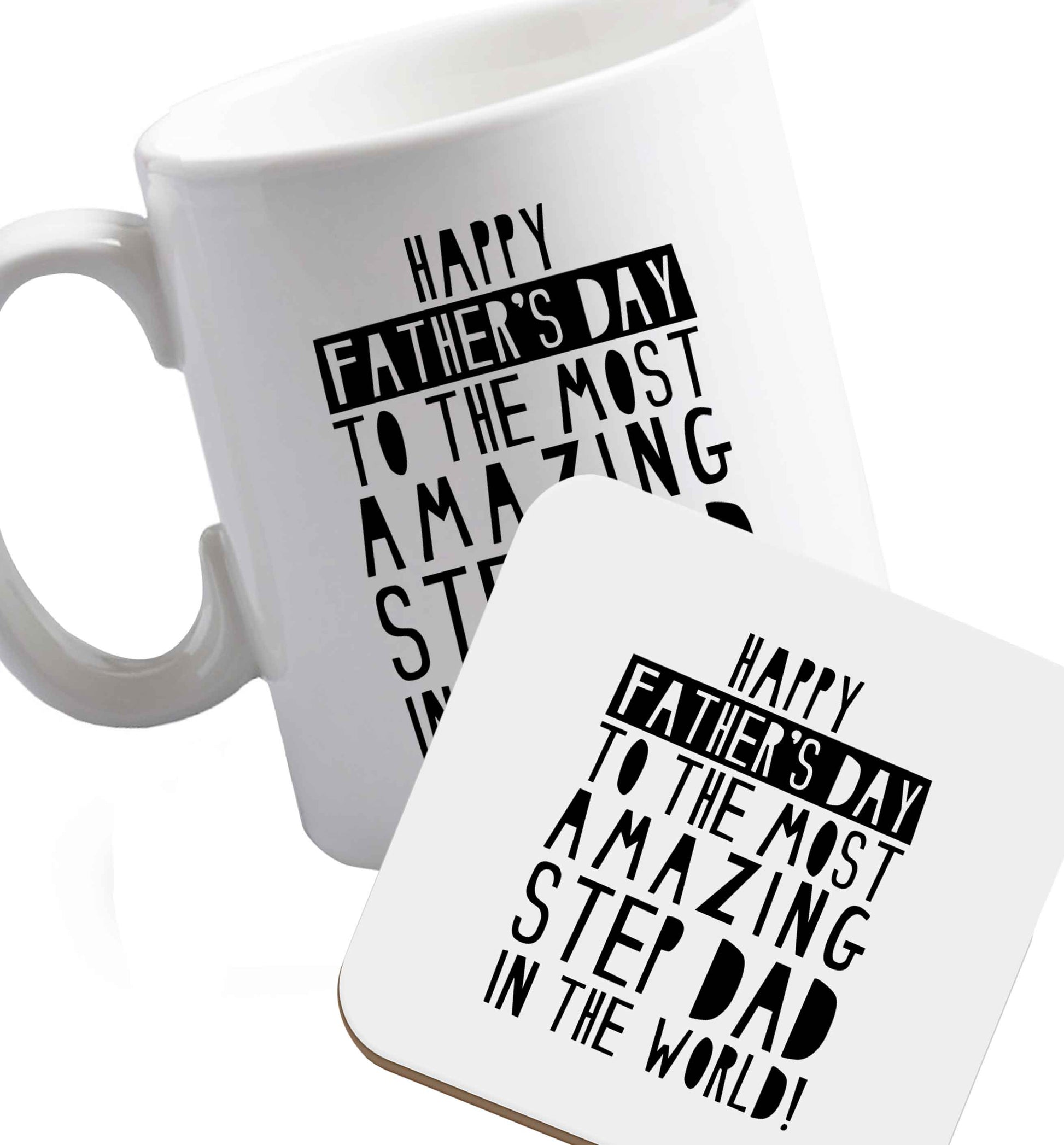 10 oz Favourite Type Pan Pancake ceramic mug and coaster set right handed