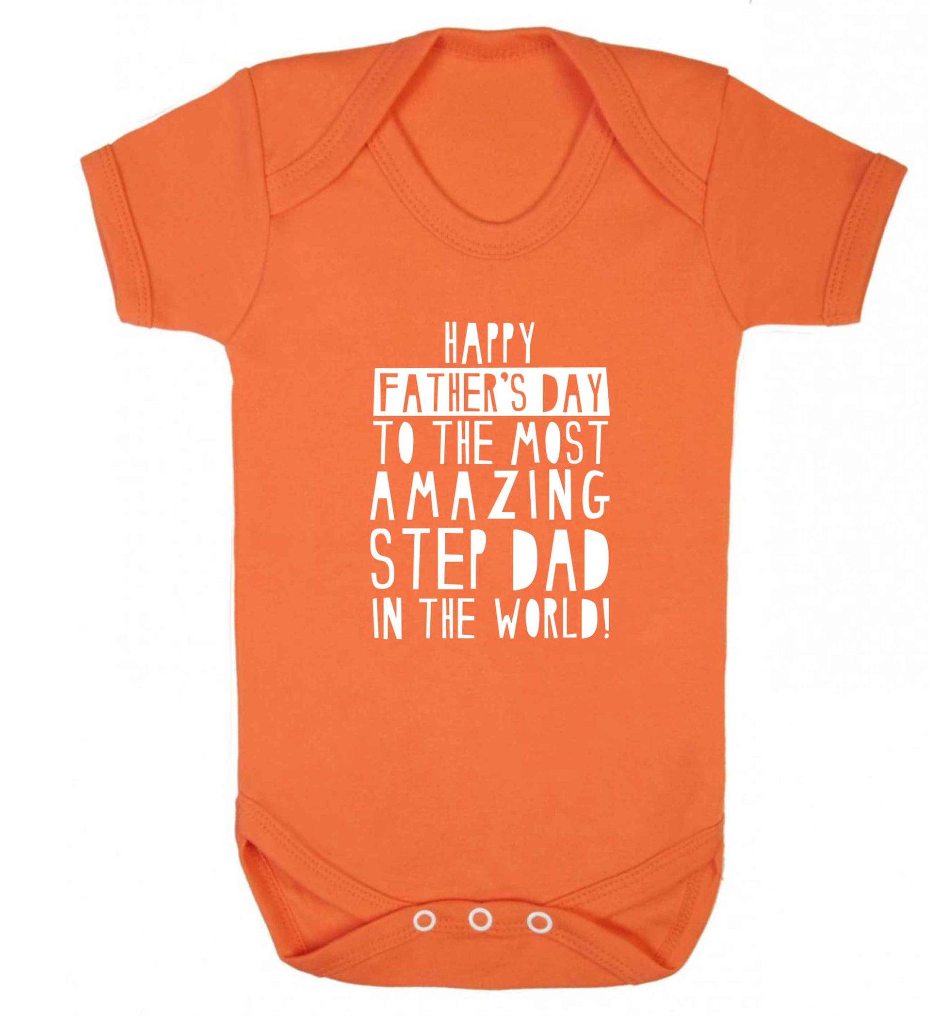 Happy Father's day to the best step dad in the world baby vest orange 18-24 months