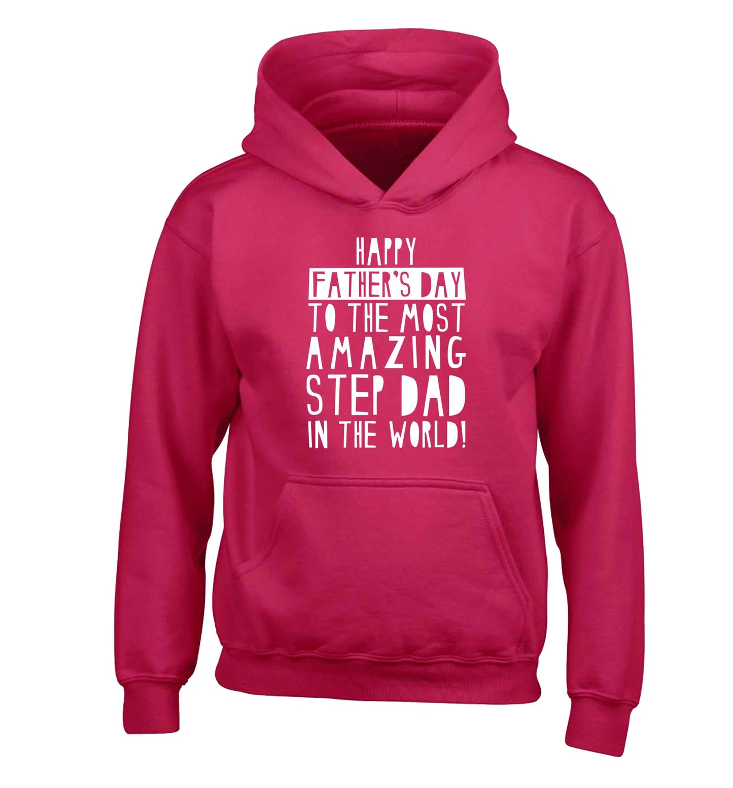 Happy Father's day to the best step dad in the world children's pink hoodie 12-13 Years