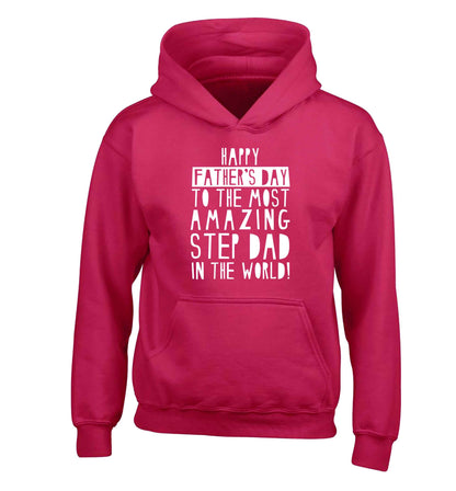 Happy Father's day to the best step dad in the world children's pink hoodie 12-13 Years