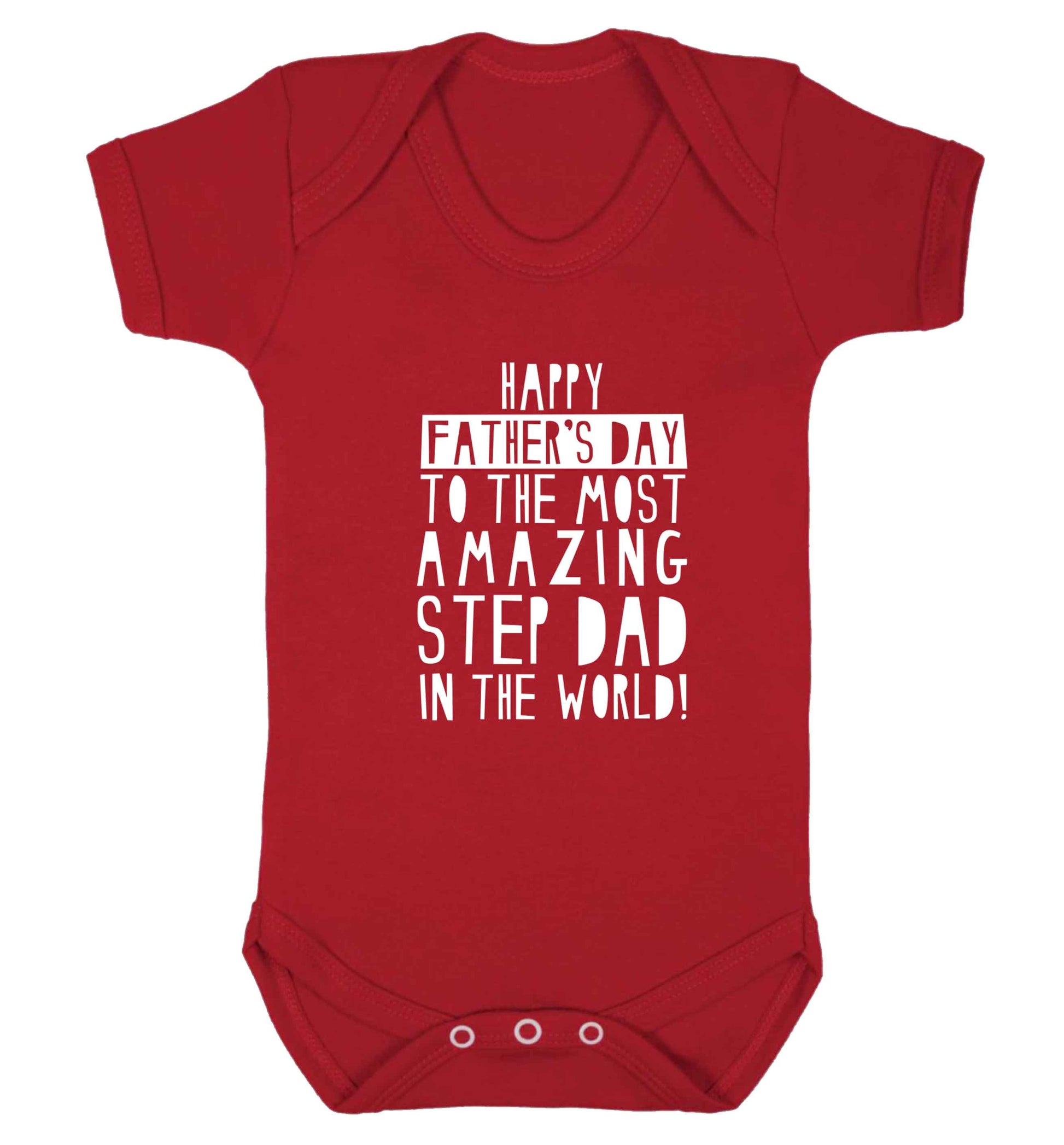 Happy Father's day to the best step dad in the world baby vest red 18-24 months