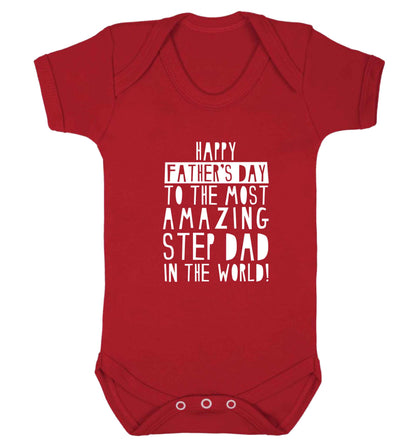 Happy Father's day to the best step dad in the world baby vest red 18-24 months