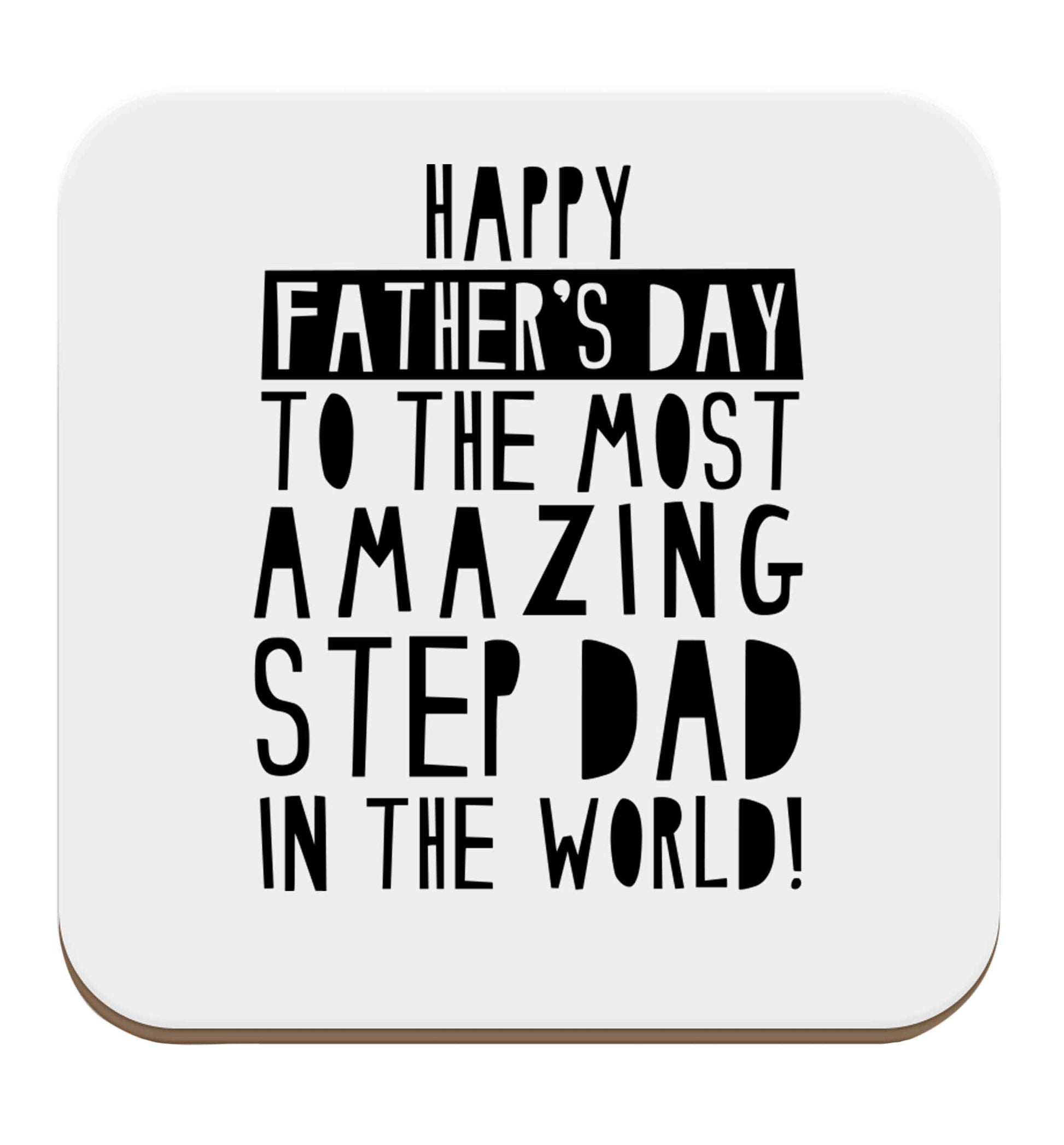 Happy Father's day to the best step dad in the world set of four coasters