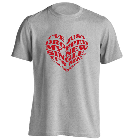 I've just dropped my new single it's me I'm single adults unisex grey Tshirt 2XL