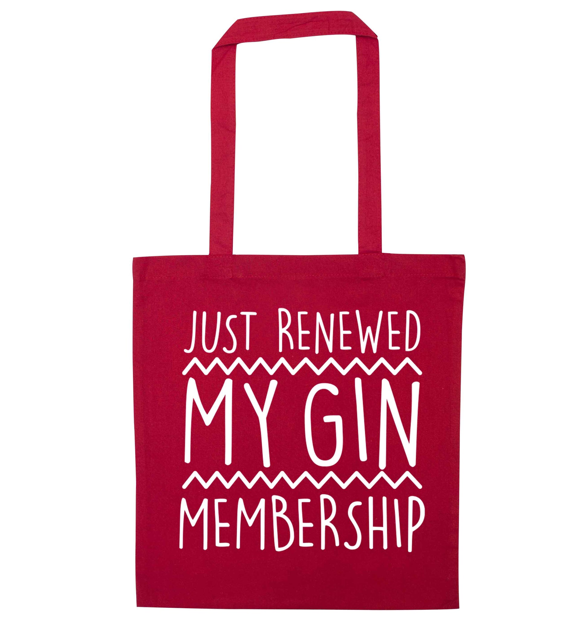 Just renewed my gin membership red tote bag