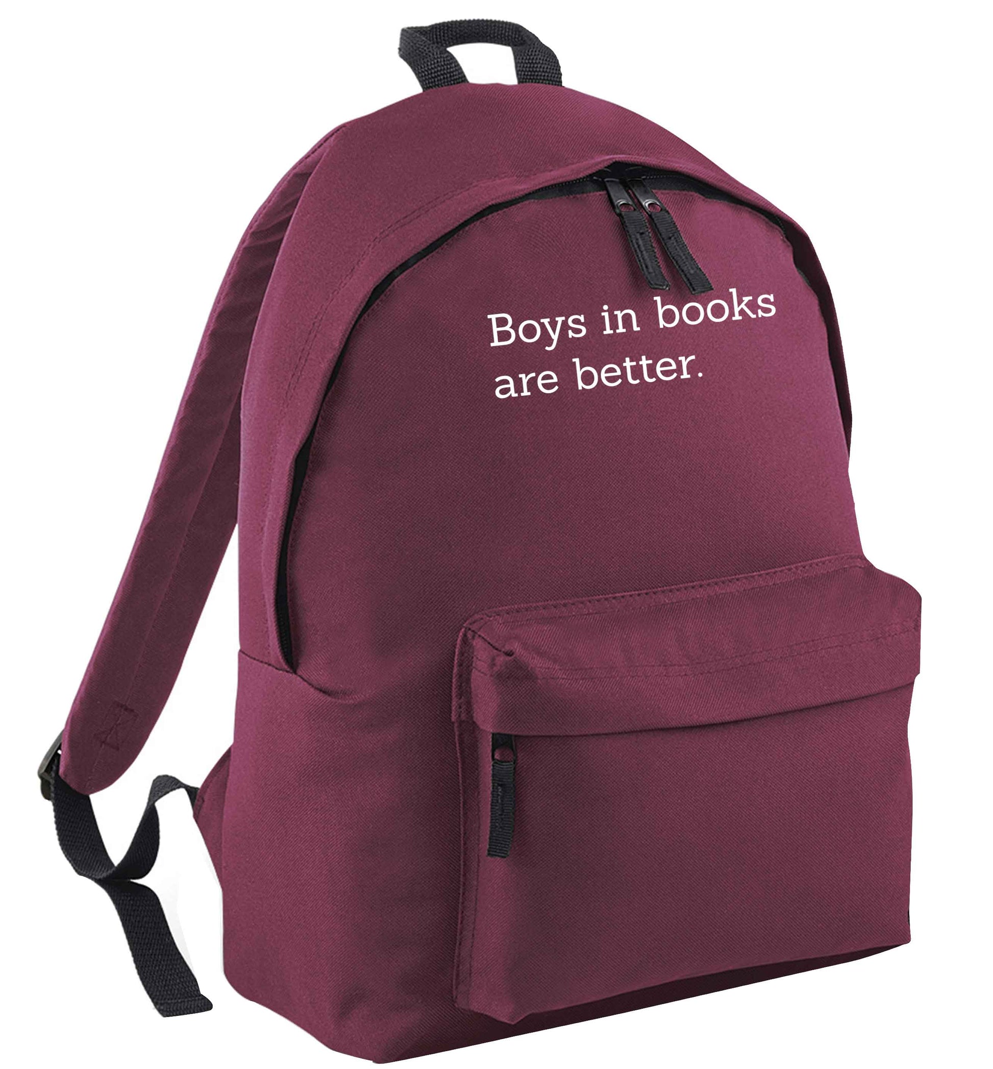 Boys in books are better maroon adults backpack