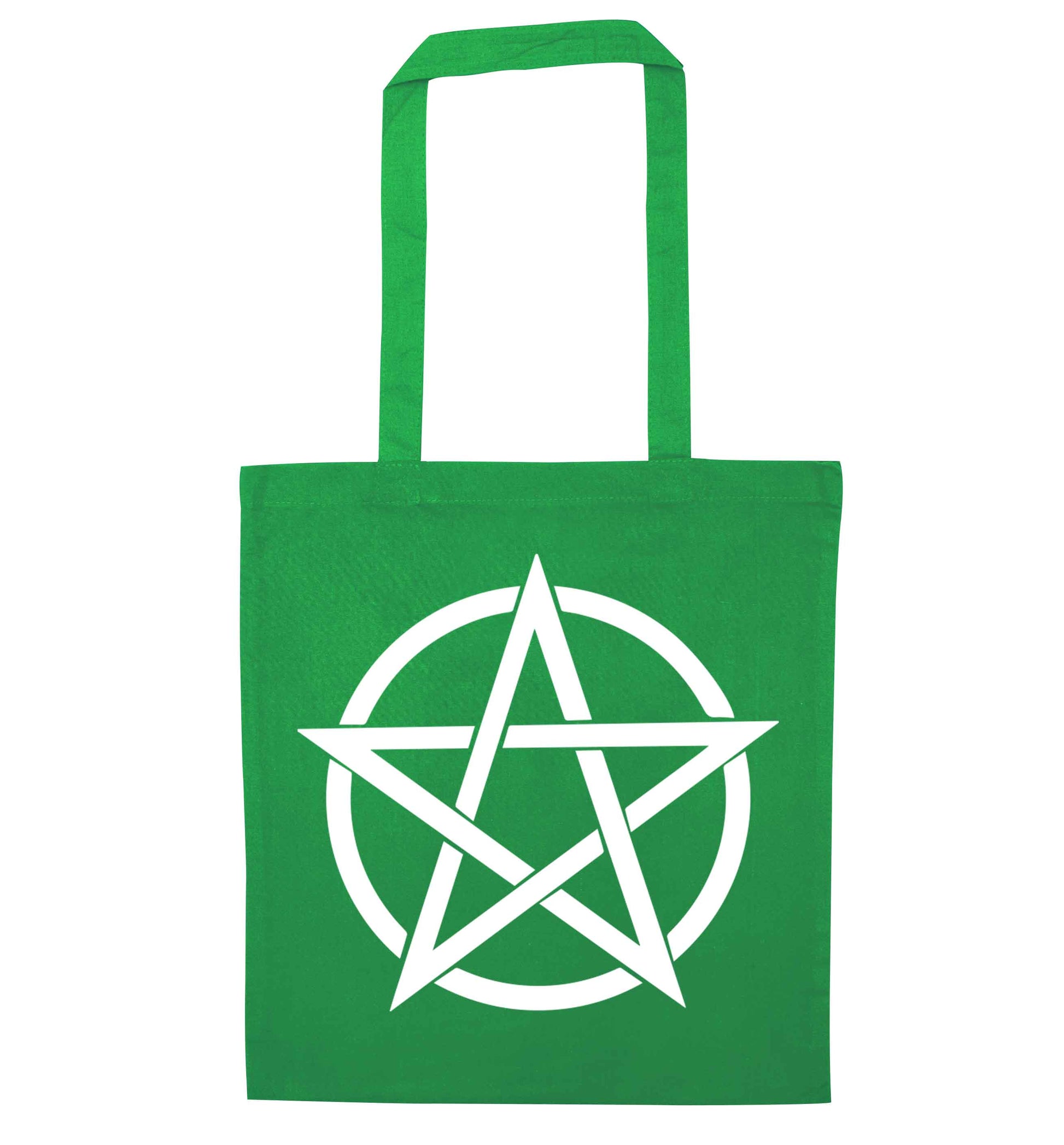 Pentagram symbol green tote bag