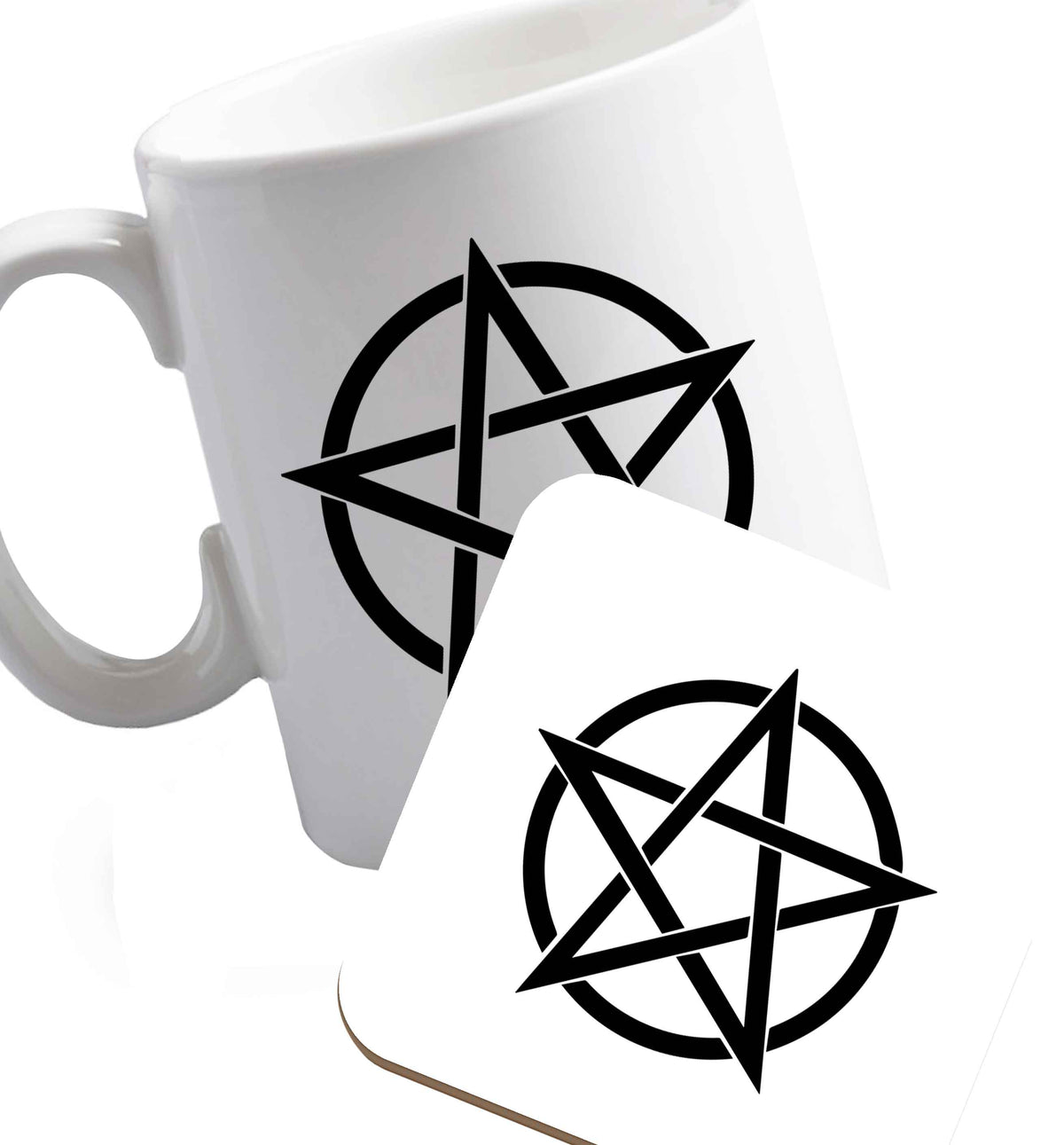 10 oz Favourite Type Pan Pancake ceramic mug and coaster set right handed