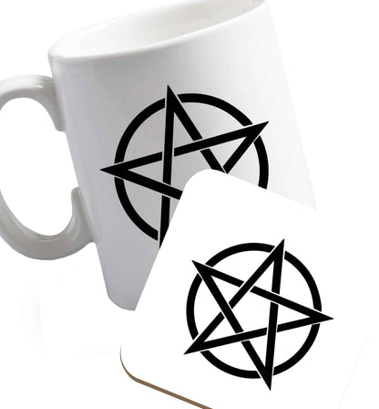 10 oz Favourite Type Pan Pancake ceramic mug and coaster set right handed