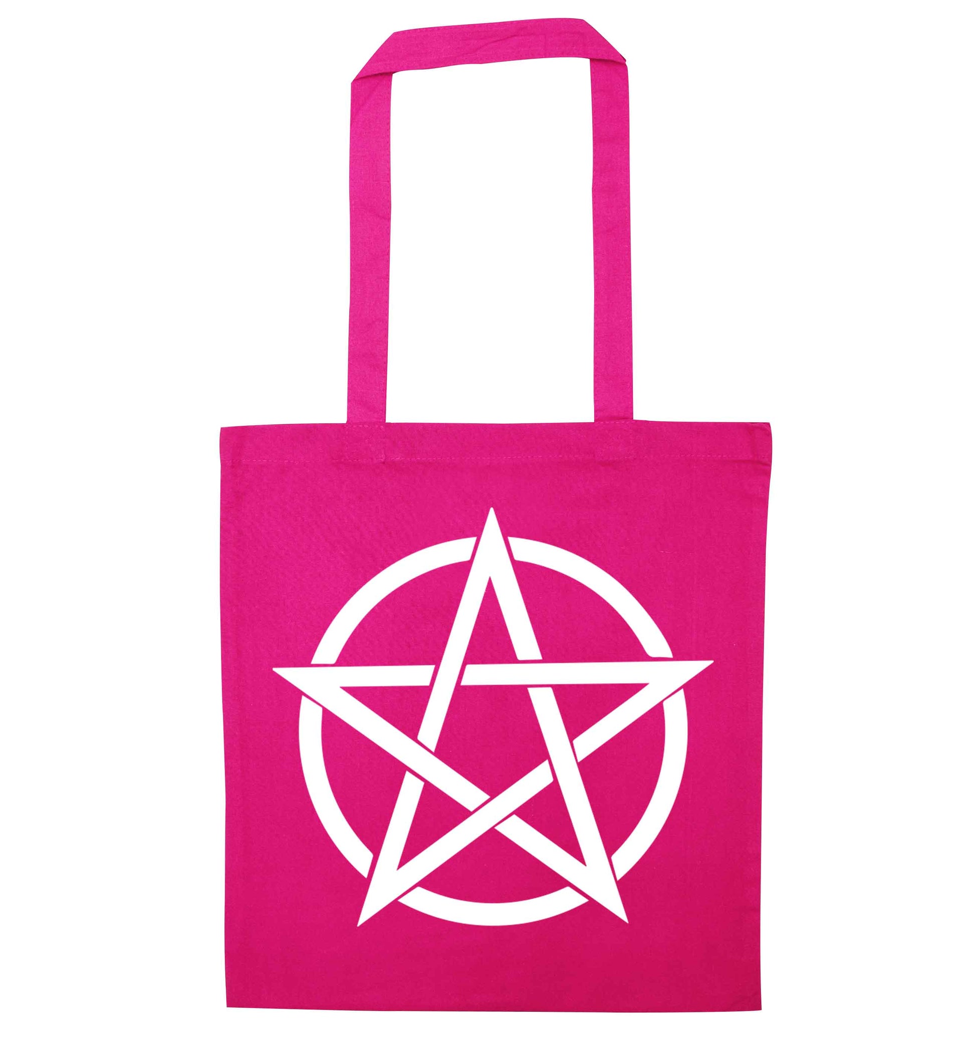 Pentagram symbol pink tote bag