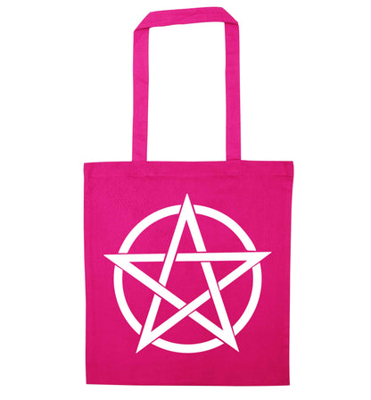 Pentagram symbol pink tote bag