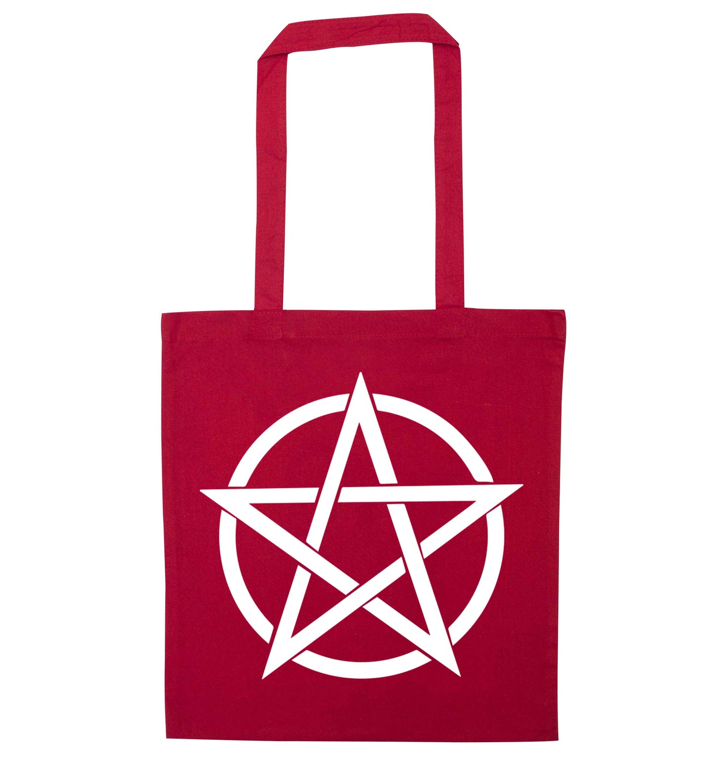Pentagram symbol red tote bag