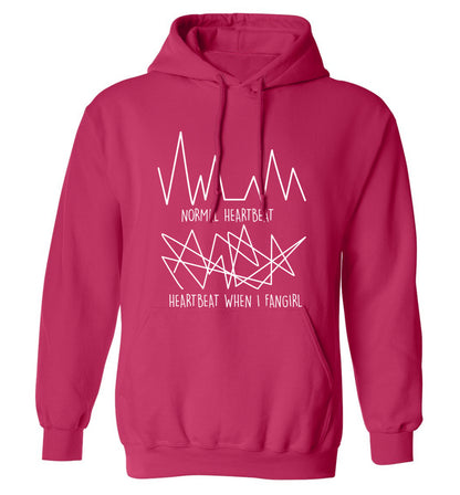 Normal heartbeat heartbeat when I fangirl adults unisex pink hoodie 2XL