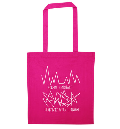 Normal heartbeat heartbeat when I fangirl pink tote bag