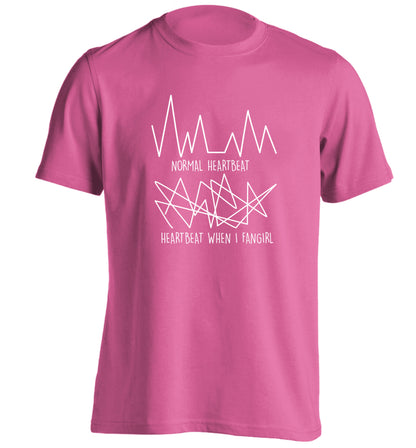 Normal heartbeat heartbeat when I fangirl adults unisex pink Tshirt 2XL