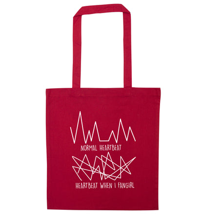 Normal heartbeat heartbeat when I fangirl red tote bag