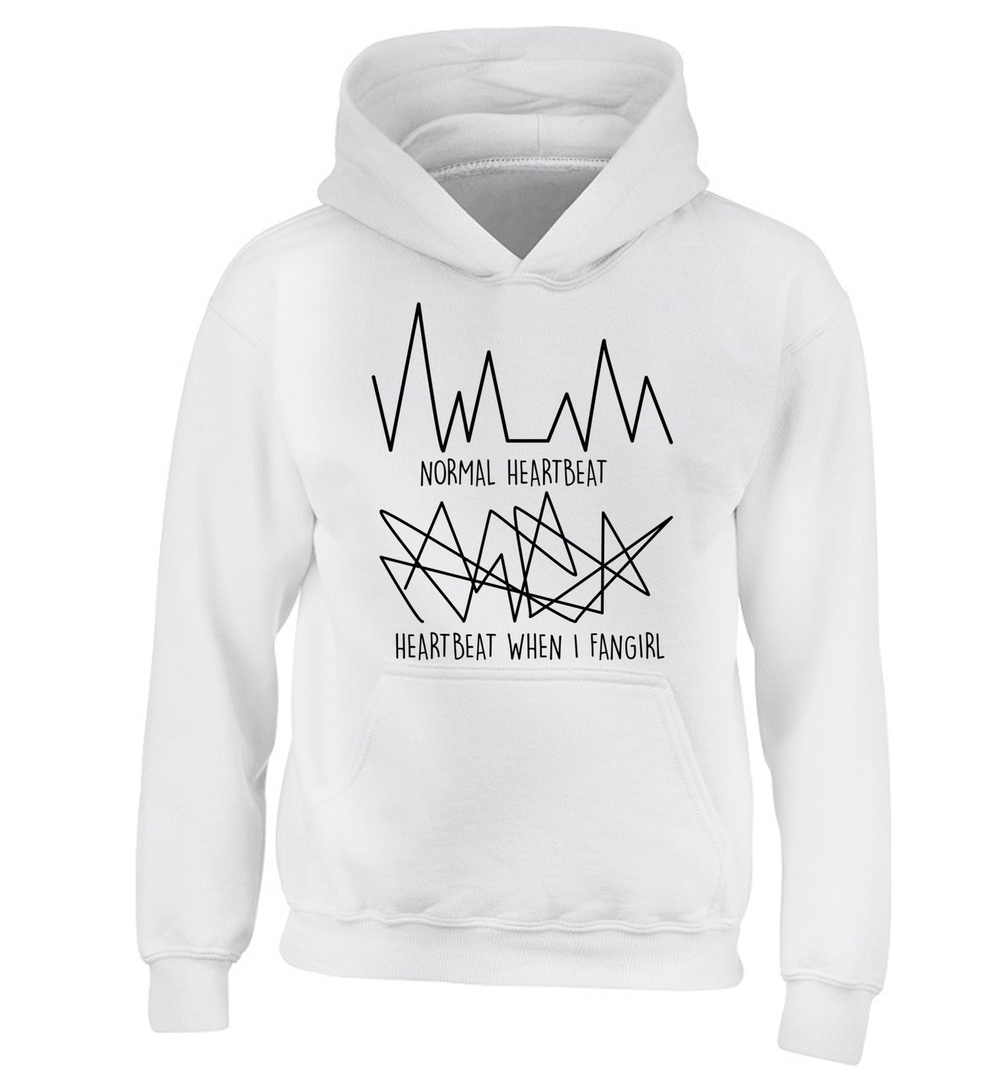Normal heartbeat heartbeat when I fangirl children's white hoodie 12-14 Years