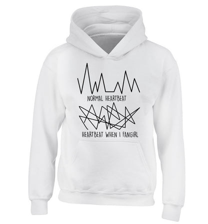 Normal heartbeat heartbeat when I fangirl children's white hoodie 12-14 Years