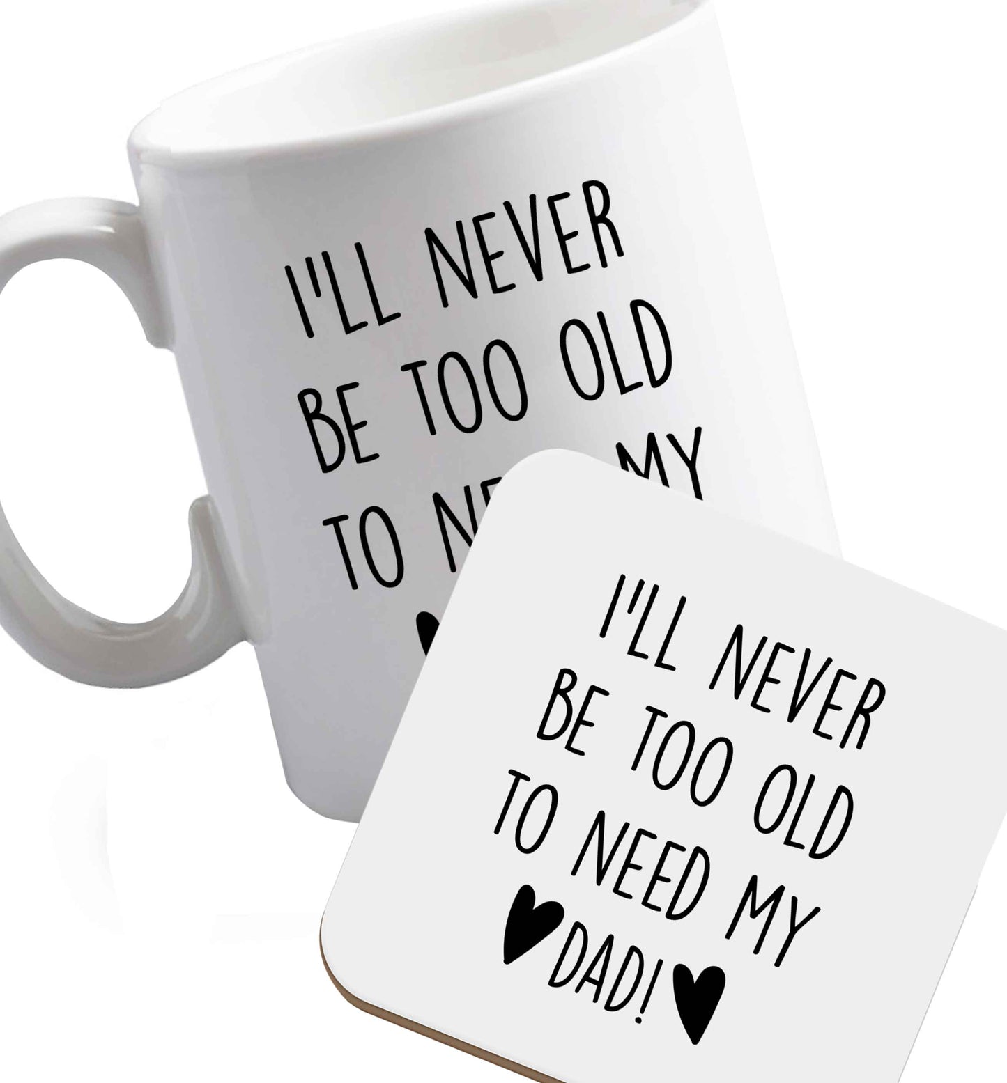 10 oz Favourite Type Pan Pancake ceramic mug and coaster set right handed