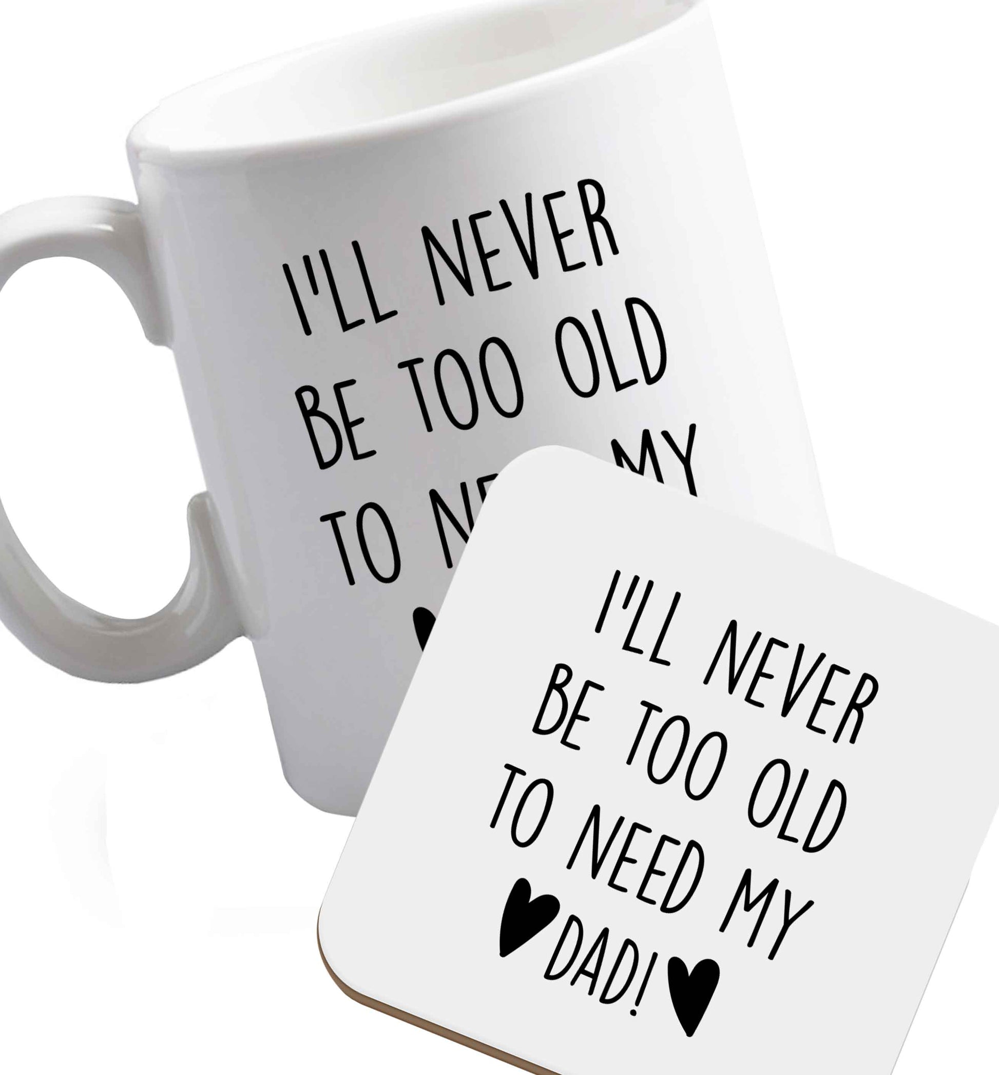 10 oz Favourite Type Pan Pancake ceramic mug and coaster set right handed