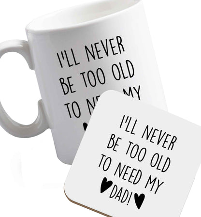10 oz Favourite Type Pan Pancake ceramic mug and coaster set right handed