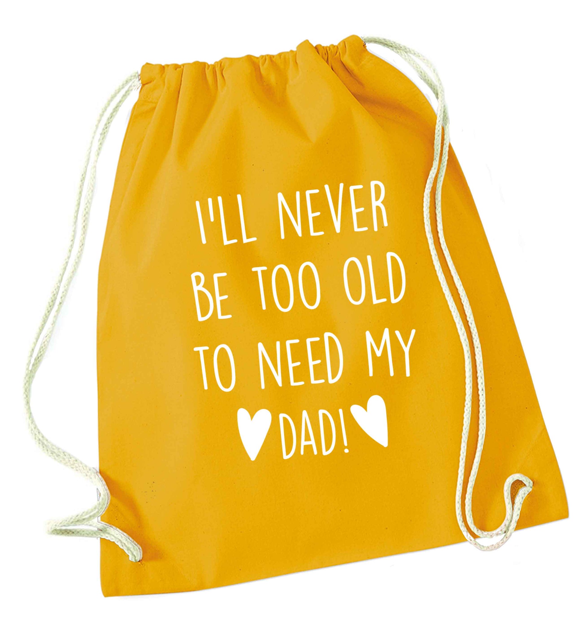 Everything I am you helped me to be mustard drawstring bag