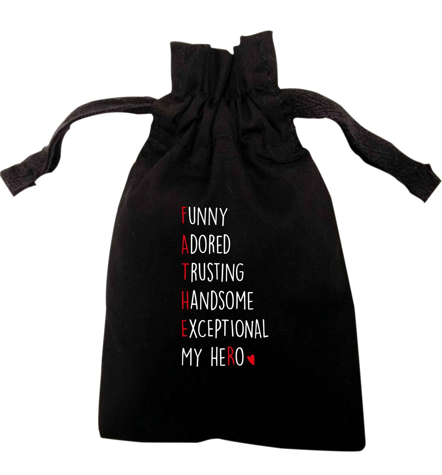 Father meaning hero acrostic poem | XS - L | Pouch / Drawstring bag / Sack | Organic Cotton | Bulk discounts available!